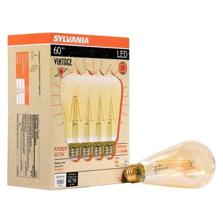 Sylvania 60W Equivalent ST19 LED Light Bulbs, Vintage Edison, Dimmable ...