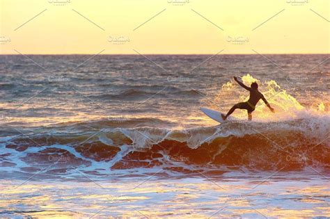 Surfer at sunset, silhouette | Surfing waves, Ocean, Sea waves