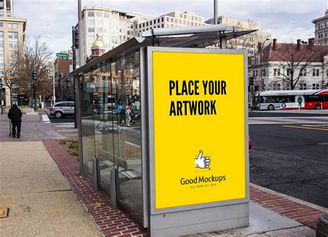 Free Outdoor Advertising Bus Stop Mockup PSD - Good Mockups
