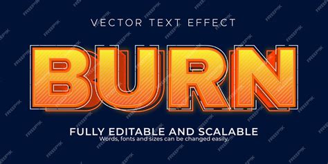 Premium Vector | Burn text effect editable