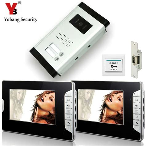 YobangSecurity 2 Units Apartment Wired 7"Video Door Phone Video Door Entry System Intercom Entry ...