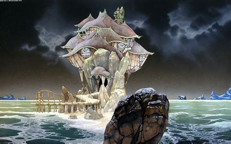 Painting of castle on sea wallpaper, Roger Dean, fantasy art, rock, sea HD wallpaper | Wallpaper ...