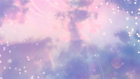 the sky is filled with stars and clouds in pastel colors, as well as ...