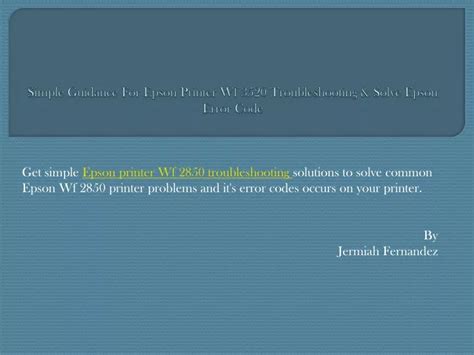 PPT - Simple Guidance For Epson Printer Wf 3520 Troubleshooting & Solve ...