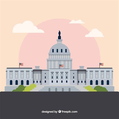 Free Vector | United states congress building in flat style