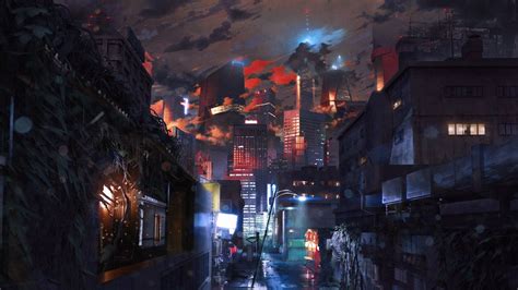 city at night illustration #artwork digital art #city #futuristic # ...