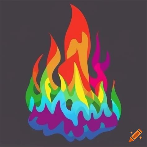 Vector art style of rainbow flame on Craiyon