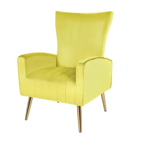 Homy Casa Bexley Yellow Velvet Upholstered High Back Arm Accent Chair ...