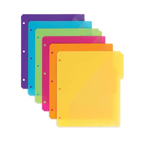 Three-Ring Binder Poly Index Dividers with Pocket, 9.75 x 11.25 ...