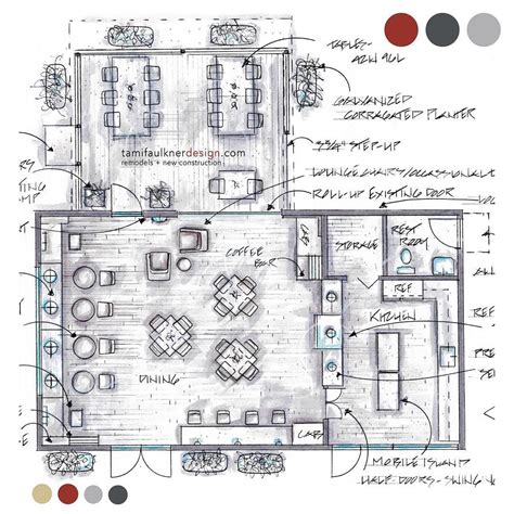 Coffee shop remodel floor plan option 1/3. #tfdredpointproject #interiordesign #interiordesigner ...