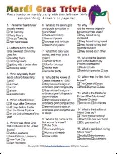 Printable Mardi Gras Games