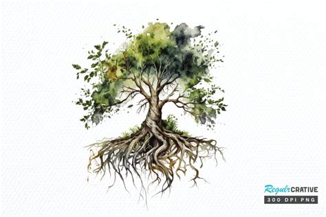 Watercolor Tree Roots PNG Clipart