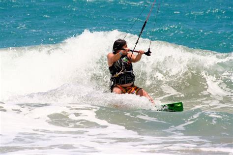 Sosua, 03-14-2023. Dominican Republic Kite Surfer Riding the Waves ...