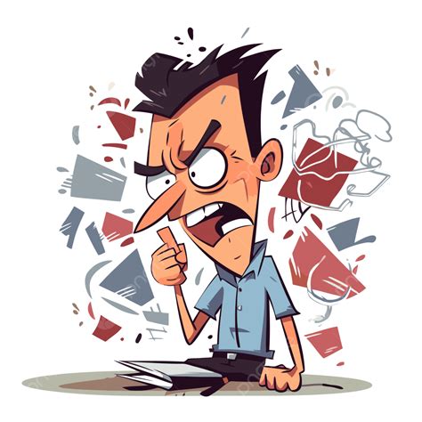 Frustration Clipart Cartoon Character Is Sitting In Front Of Some Papers Vector, Cartoon Clipart ...