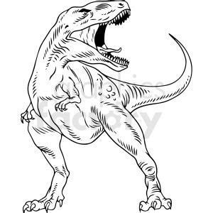 black and white t rex dinosaur vector illustration | Vector illustration, Dinosaur clip art ...