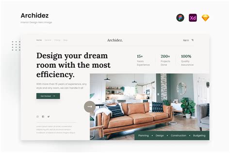 Archidez - Minimalist Modern Interior Design Website hero section ...