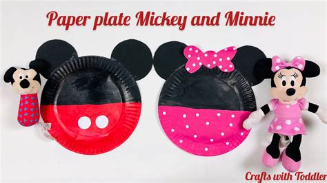 Easy Paper plate Mickey Mouse and Minnie Mouse 🐭 Crafts for kids - Crafts with Toddler - YouTube