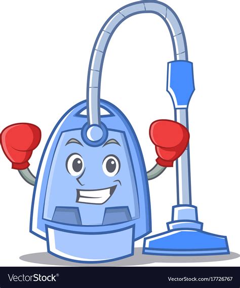 Boxing vacuum cleaner character cartoon Royalty Free Vector