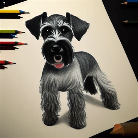 A Realistic Drawing of a Miniature Schnauzer · Creative Fabrica