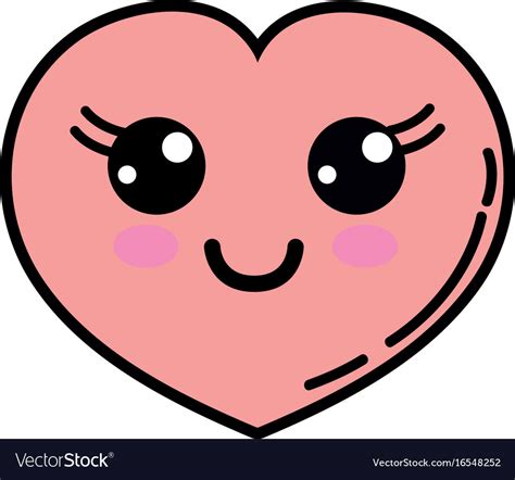 Kawaii cute happy heart love Royalty Free Vector Image