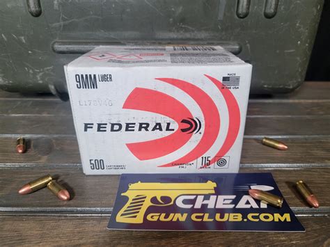 FEDERAL CHAMPION TRAINING 9MM 115 GRAIN FMJ 500 ROUND BULK BOX