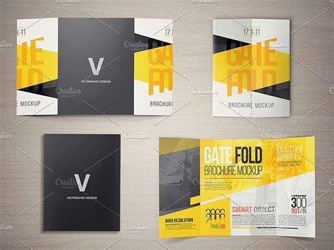 17 X 11 Gate Fold Brochure Mockups | Brochure template, Free brochure ...