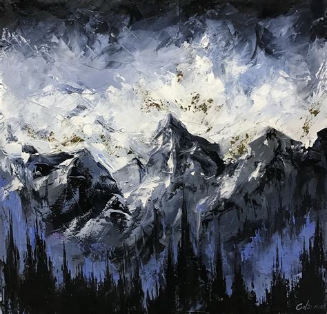 Snow Mountain Oil Painting Original Winter Oil Painting on - Etsy