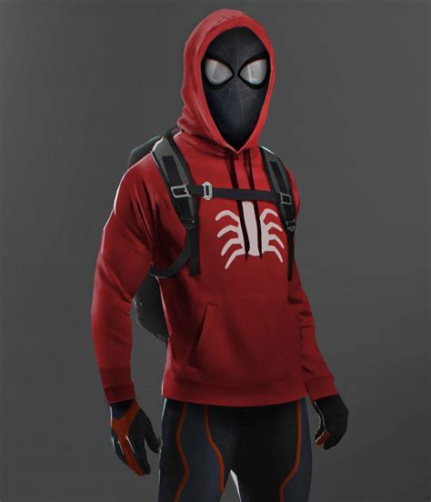 Fleece PS4 Spider-Man Miles Morales Red Hoodie - Jackets Masters