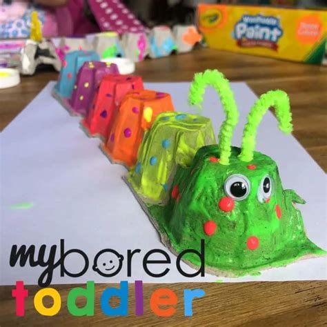 Egg Carton Caterpillar Craft - My Bored Toddler