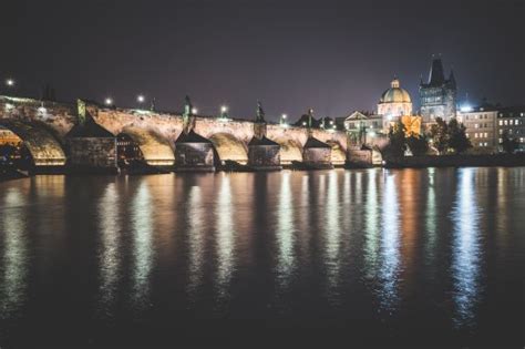 Charles Bridge in Prague at Night Free Stock Photo | picjumbo