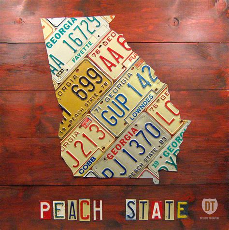 Georgia License Plate Map Mixed Media by Design Turnpike - Fine Art America