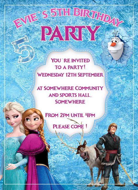 Personalised Frozen Elsa & Anna Theme Birthday Invitation (10pk)