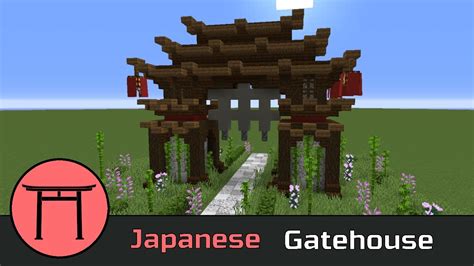 Minecraft Building Tutorial : How to build a Japanese Gatehouse - YouTube