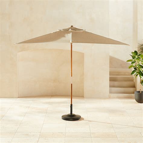 Teak Sunbrella Shadow Rectangular Outdoor Patio Umbrella with Base ...