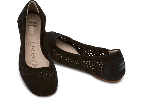 Toms Black Moroccan Cutout Suede Women'S Ballet Flats in Black | Lyst