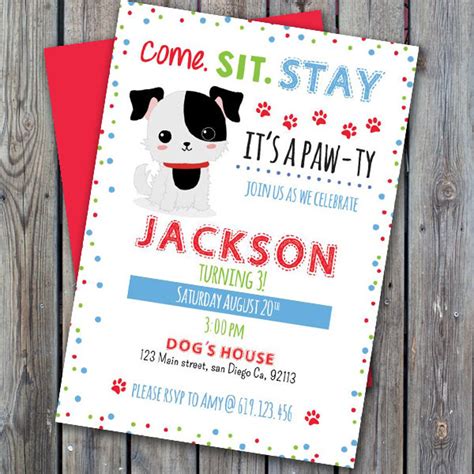 Printable Puppy Birthday Invitation, Birthday Puppy Boy, Any Age Birthday, Dog Birthday Party ...