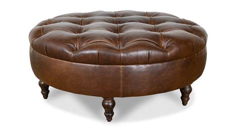 2023 Best of Brown and Ivory Leather Hide Round Ottomans