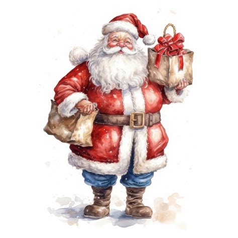 Premium Photo | Watercolor santa claus illustration