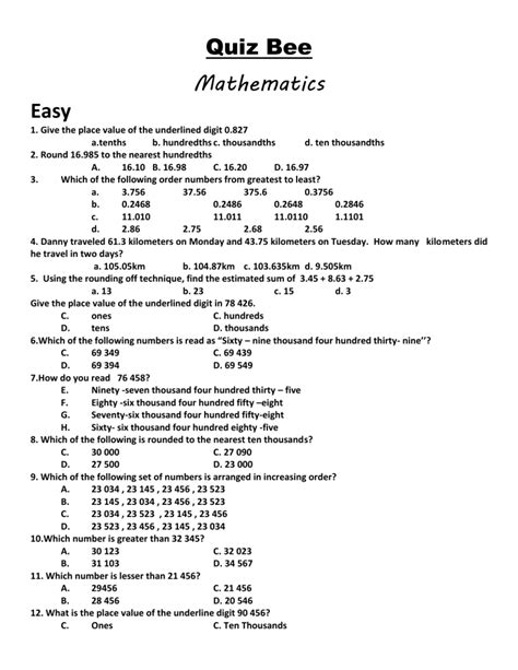 Science Quiz Bee Questions For Grade 4