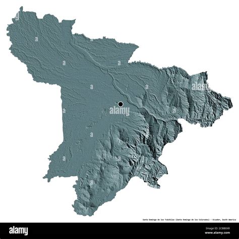 Shape of Santo Domingo de los Tsáchilas, province of Ecuador, with its capital isolated on white ...