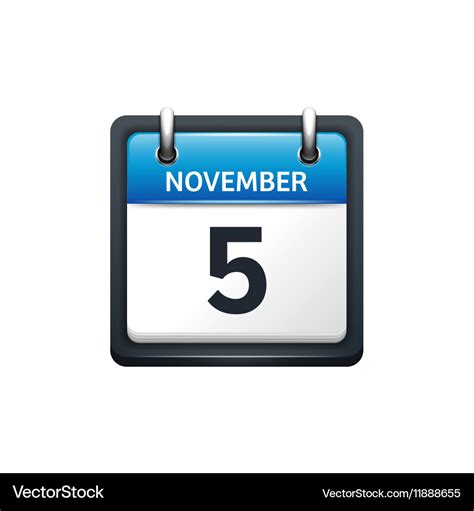 November 5 calendar icon flat Royalty Free Vector Image