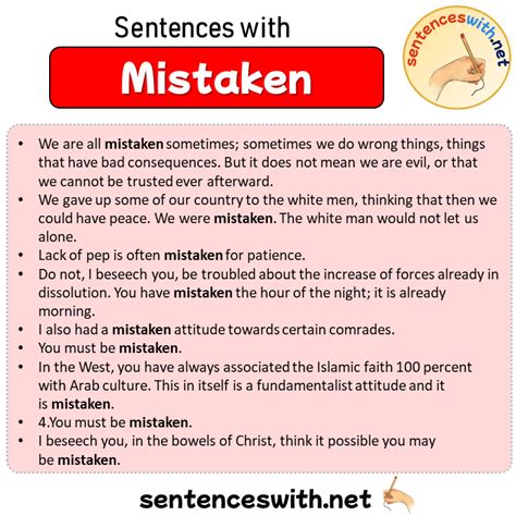 Sentences with Mistaken, Sentences about Mistaken in English ...