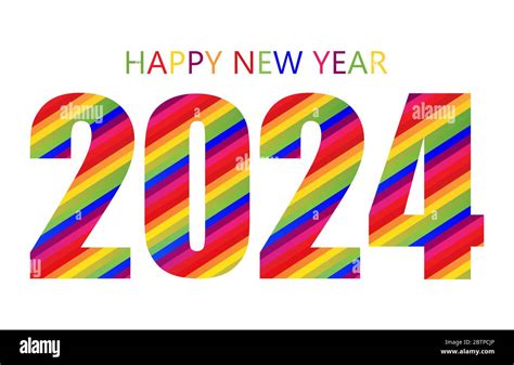 Rainbow Happy New Year 2024 Design Template. Modern Design for Calendar, Invitations, Greeting ...