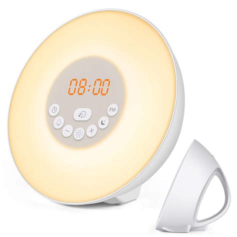 Wake- Up Light, Alarm Clock 8 Colored Sunrise Simulation & Sleep Aid ...