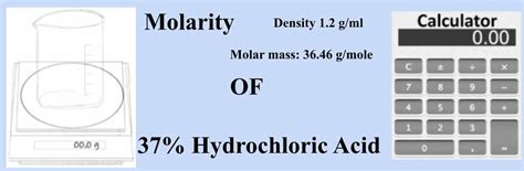 Molarity of 37% (w/w) hydrochloric acid (HCl) - Laboratory Notes