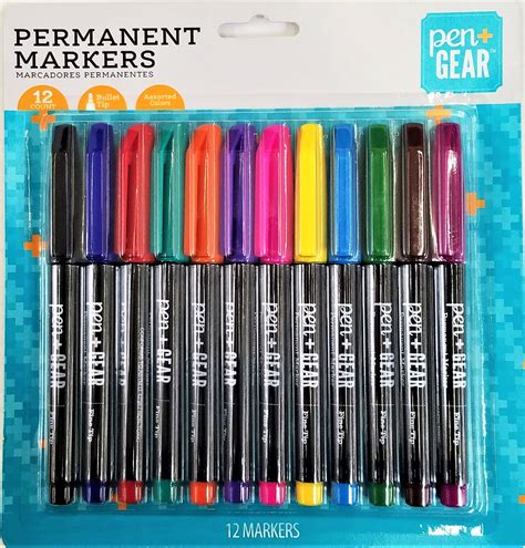 Pen + Gear Permanent Marker, Fine Tip, Assorted Colors, 12 Count - Walmart.com