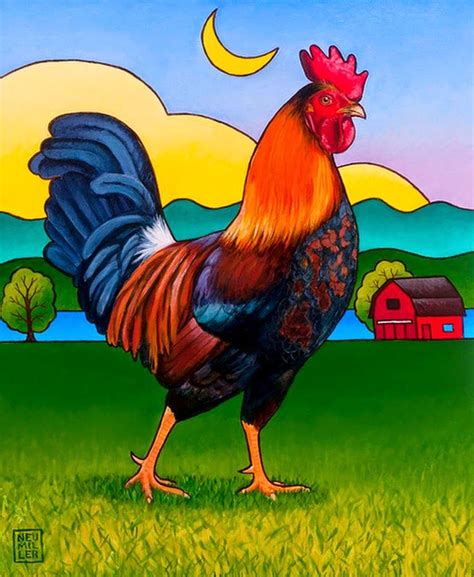 Pin by rita luisa on cuadros | Rooster art, Rooster painting, Farm paintings