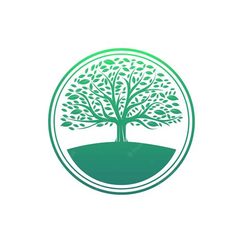 Premium Vector | Flat circle green tree logo design vector illustration