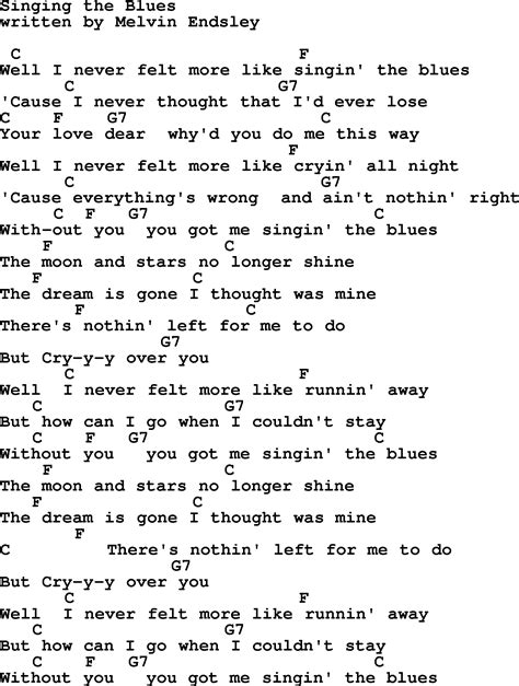 Singing the Blues, by Marty Robbins - lyrics and chords