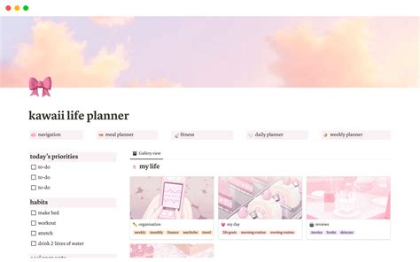 Pink Kawaii Aesthetic Life Planner | Notion Template